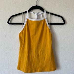 NEW Yellow and White Halter Crop Top Backless